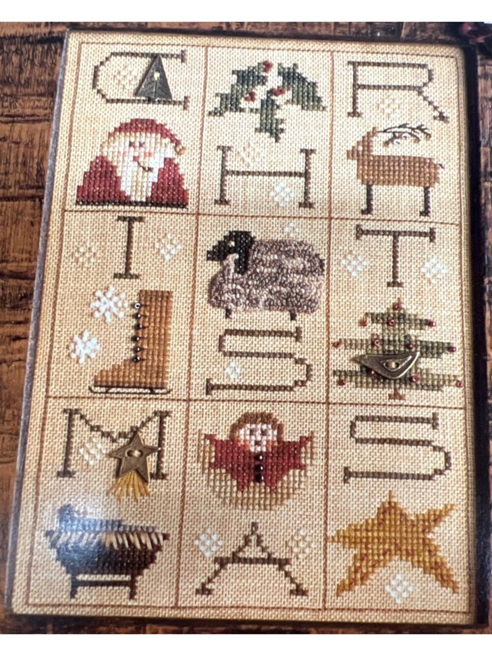 A Christmas Sampler II Cross-Stitch Pattern With Buttons Homespun Elegance